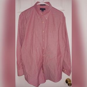 Lands' End Original Oxford Long Sleeve Button Down Pale Red 16.5 32-33 48" Chest